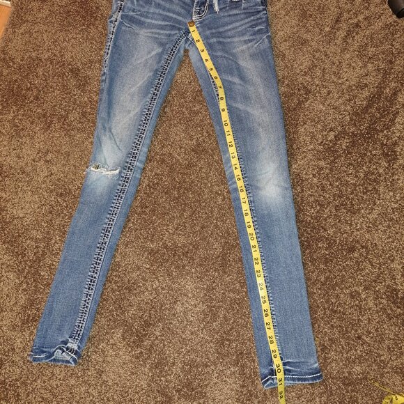 🪨 Rock Revival Allegra Skinny Jeans W/Leather Embroidered Flap Pockets size 25 - Picture 5 of 16